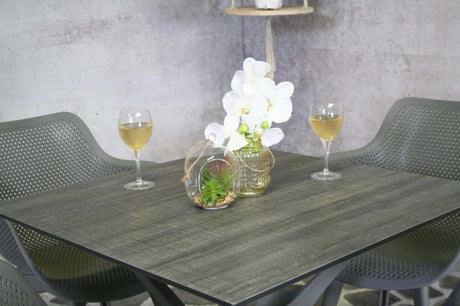 Sens mesa de jardín jaspe 80x80cm plástico gris oscuro
