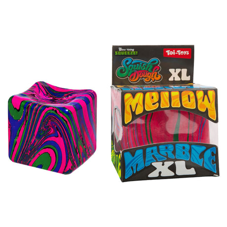 Toi-toys squishdough knijpkubus xl marmer - 10cm 500gr