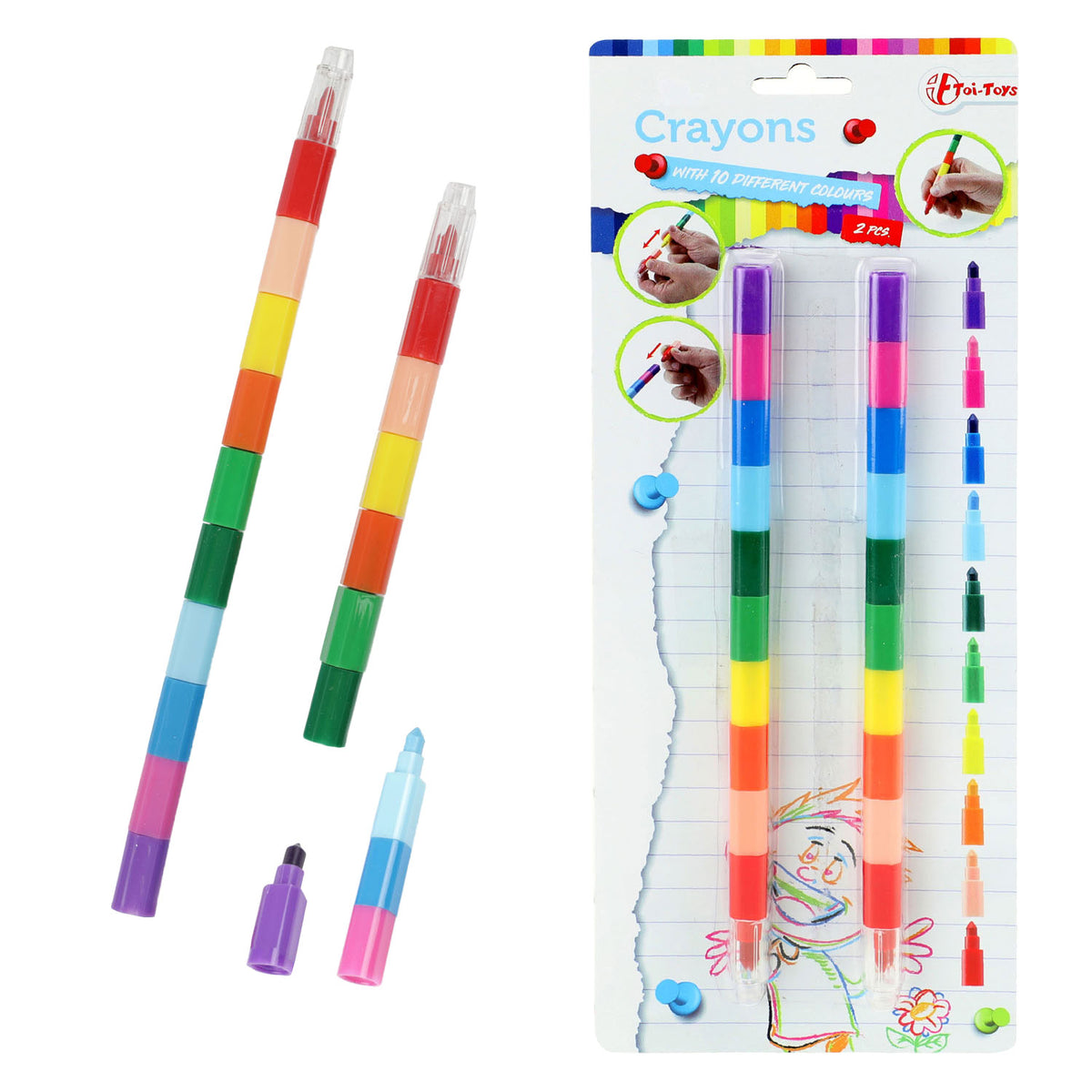 Toi-toys lápiz de cera 10 en 1, 2 uds.