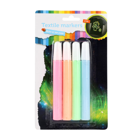 Toi-toys squeeze rotuladores textiles que brillan en la oscuridad, 4 uds.