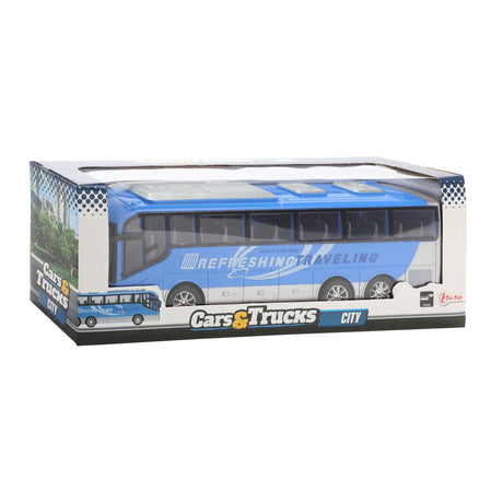 Coches camiones vehicool viaje autobús fricción azul - 32cm