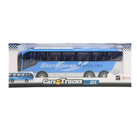 Coches camiones vehicool viaje autobús fricción azul - 32cm