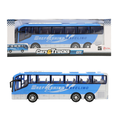 Coches camiones vehicool viaje autobús fricción azul - 32cm