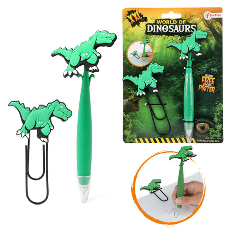 TOI-TOYS DINOSAURUS MEGA PAPERCLIP con bolígrafo