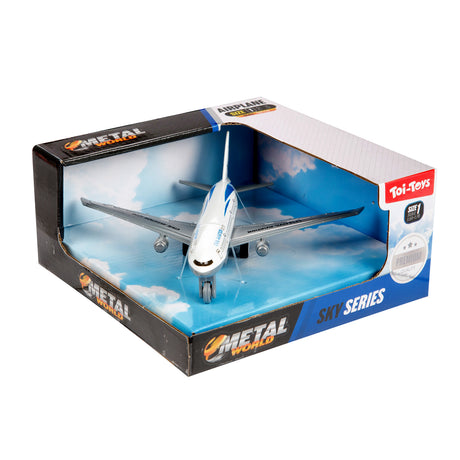 Toi-toys avión de metal con retroceso blanco 14 x 13 cm