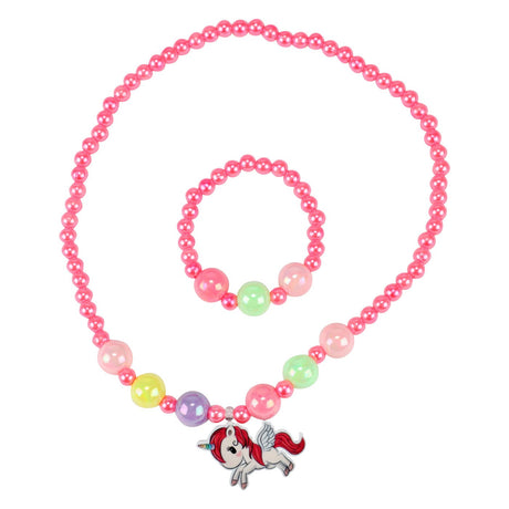 Collar de perlas de caballo de ensueño y pulsera de unicornio