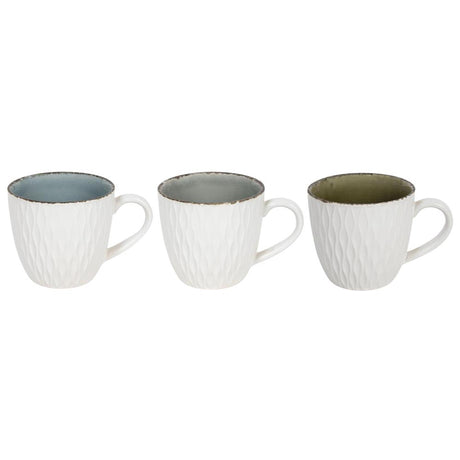 Svenska living taza de café gofrada color blanco craquelado 350ml caja de 6 piezas