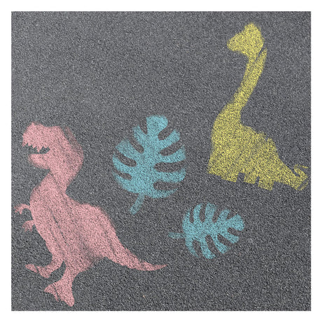 Toi-toys world of dinosaurios tiza para acera dinosaurio con plantillas, 10 piezas.