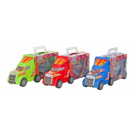Camión Turbo Racers con coches de carreras, 3 piezas.