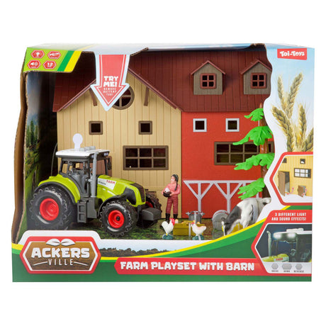 Toi-toys set de juego ackers ville farm con tractor luz y sonido, 12 piezas.