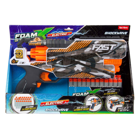 Toi-toys foam strikex pistola de tiro eléctrica shockwave con 24 flechas de espuma
