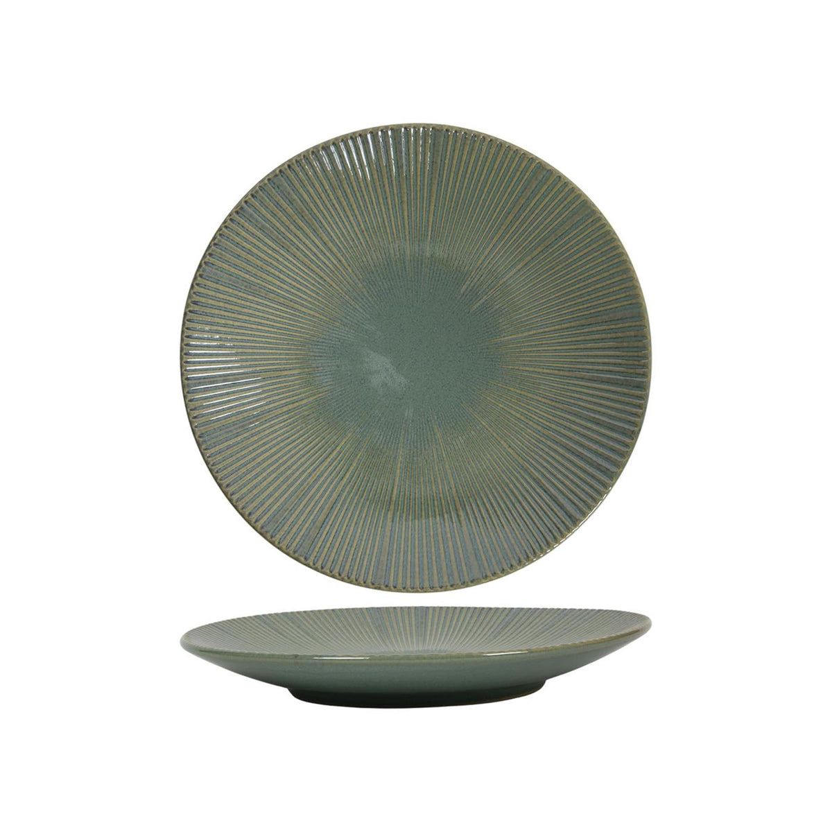 Plato llano líneas océano azul verde ø28cm