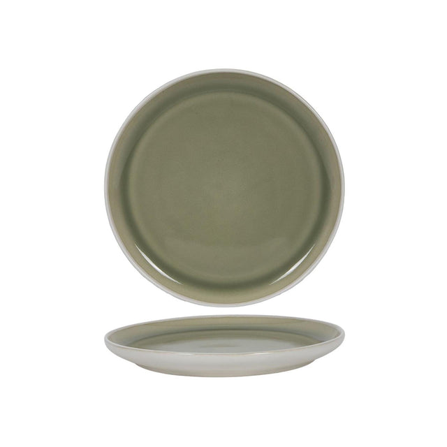 Plato llano mate blanco verde ø27cm 6 piezas