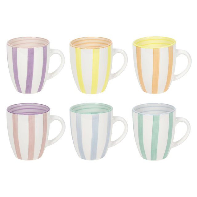 Taza de café rayas caja de 6 piezas 340ml