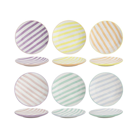 Plato desayuno 2 tonos rayas pastel caja de 6 piezas ø19cm