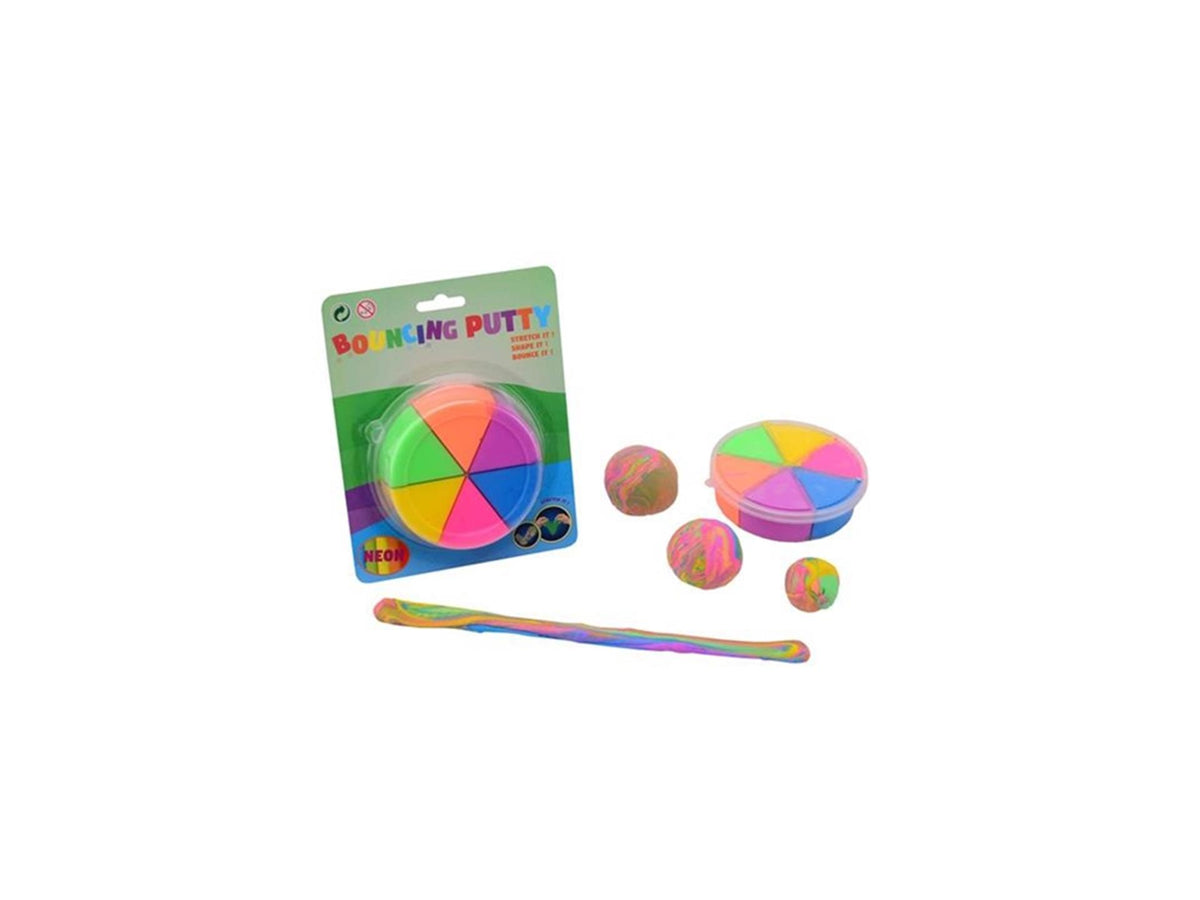 Johntoy john toy bouncing duo putty 6 colores neón caja de almacenamiento en tarjeta