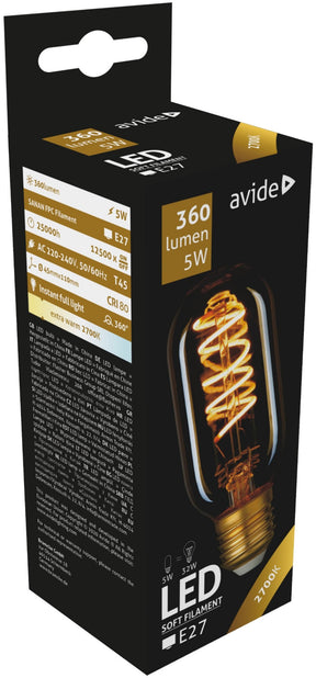 Avide lámpara led filamento suave t45 5w e27 2700k 360lm