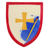 Juguete caballero escudo de madera Playwood con mango para niños.