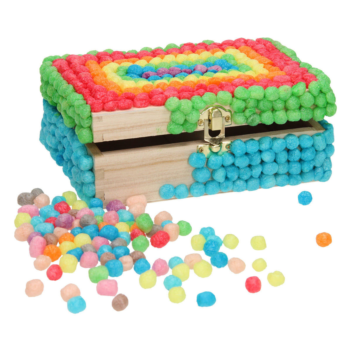 Caja de almacenamiento de madera Playwood, caja de tarjetas con tapa abatible y 2 compartimentos.