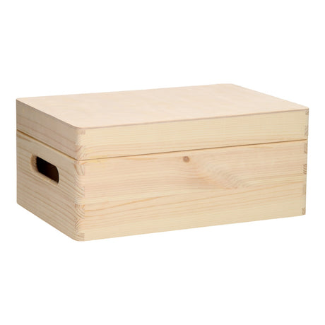 Caja de almacenamiento Playwood rectangular con tapa abatible de pino pequeña