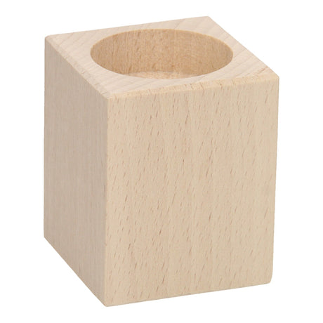 Portavelas Playwood cuadrado de madera de haya.