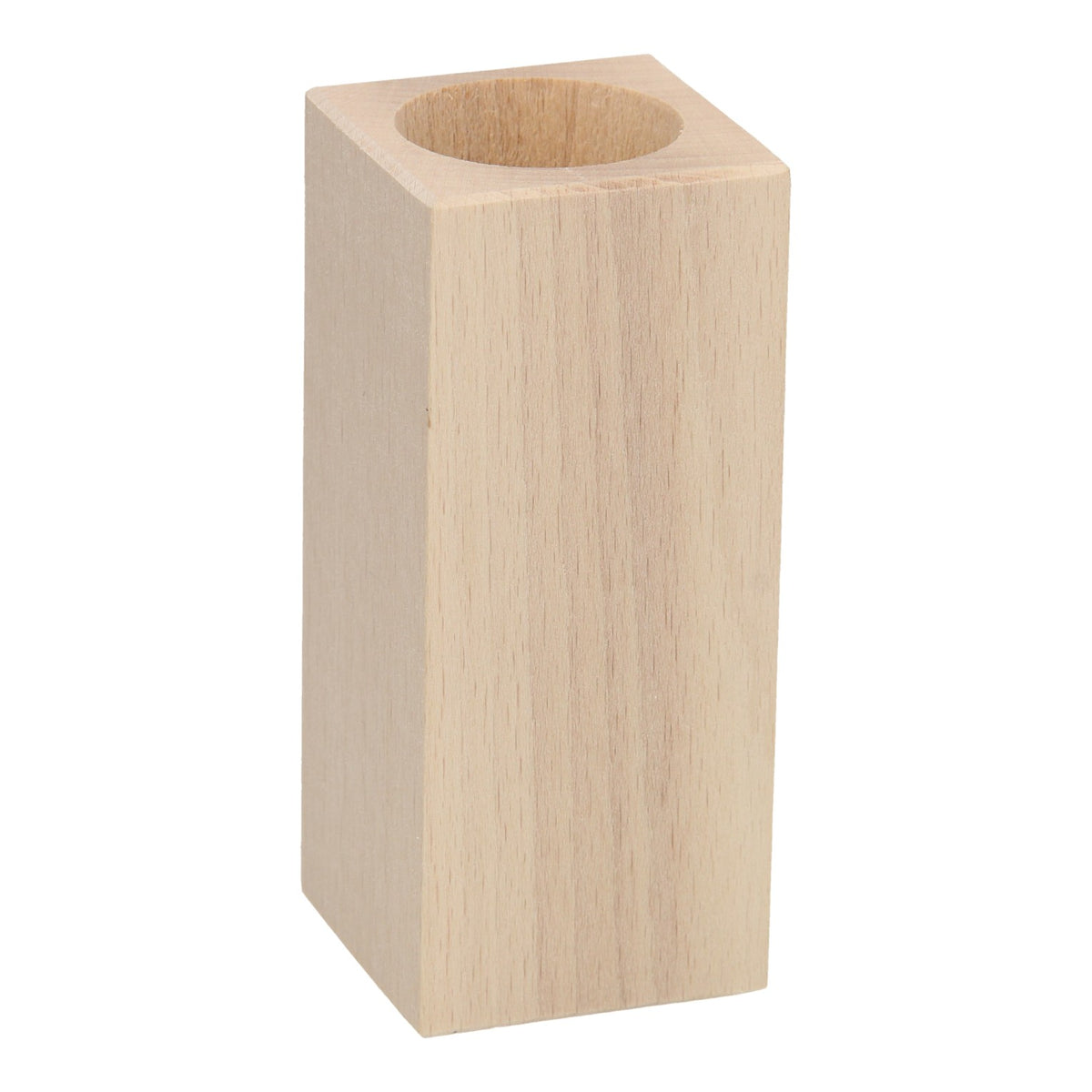 Portavelas Playwood cuadrado madera de haya, 13cm