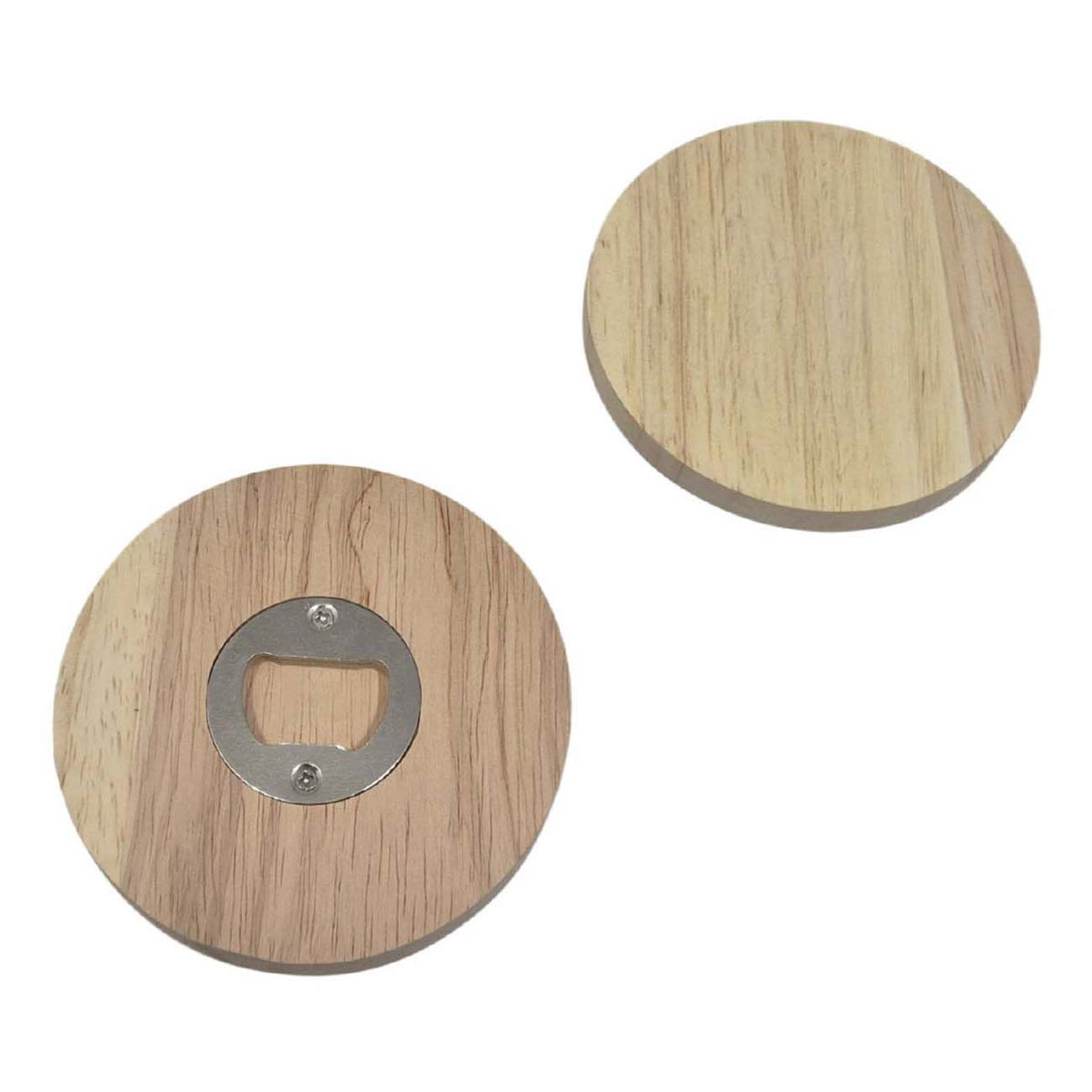 Abrebotellas de madera Playwood redondo, 9,5 cm