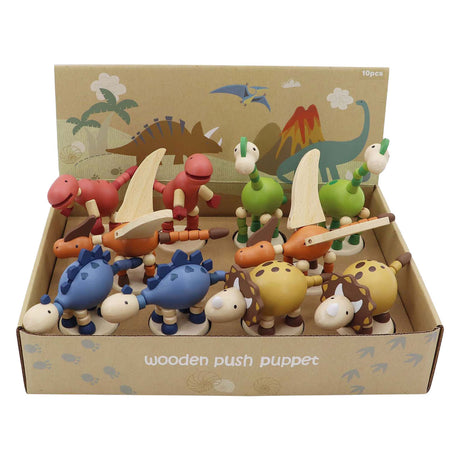 Playwood muñeco de presión de madera dinosaurio