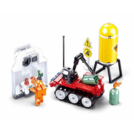 Sluban robot de bomberos taladro juguetes de construcción para niños a partir de 6 años - juguetes de construcción modelo de construcción robot de bomberos - caja de construcción con 130 bloques de construcción y 1 minifigura - m38-b0963