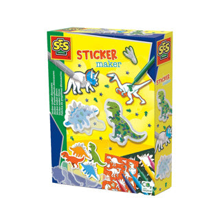 Ses creative ses - creador de pegatinas - dinosaurios - pegatinas agitadoras y pegatinas de dinosaurios normales - coloréalo tú mismo - incluye marcadores, lentejuelas y pegamento con purpurina - manualidades para niños - juguetes de dinosaurios