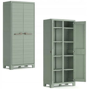 Armario de almacenamiento multiespacio para exterior Keter planet - 44x80x182cm - gris claro -