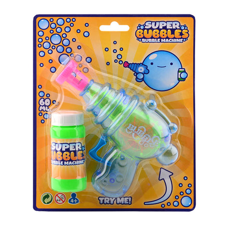 Johntoy pistola de burbujas - máquina de burbujas - soplador de burbujas - con recambio - juguetes - plástico - azul - verde - rosa