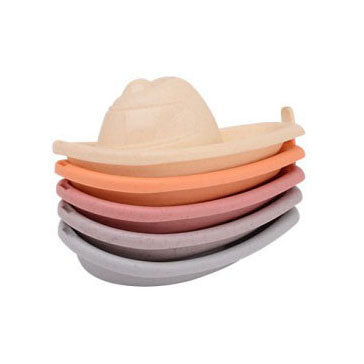 Johntoy Barcos de baño de bioplástico Happy World 5 piezas juguetes apilables.