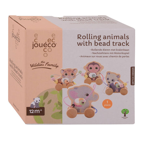 Joueco el animal de madera Wildies con pista de cuentas