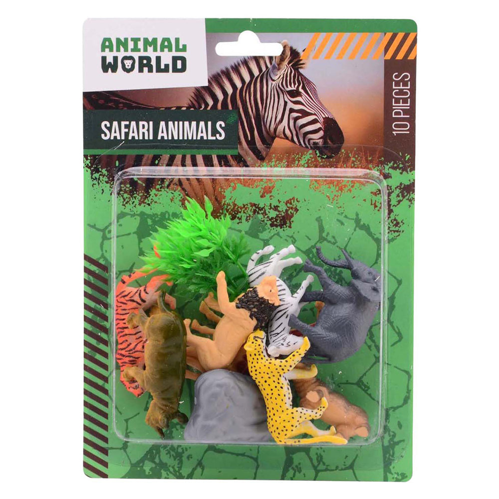 Johntoy animal world - juego de animales salvajes de 10 piezas en cartón