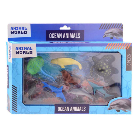 Juego de animales marinos Johntoy - mundo animal - juguetes de 8 piezas.