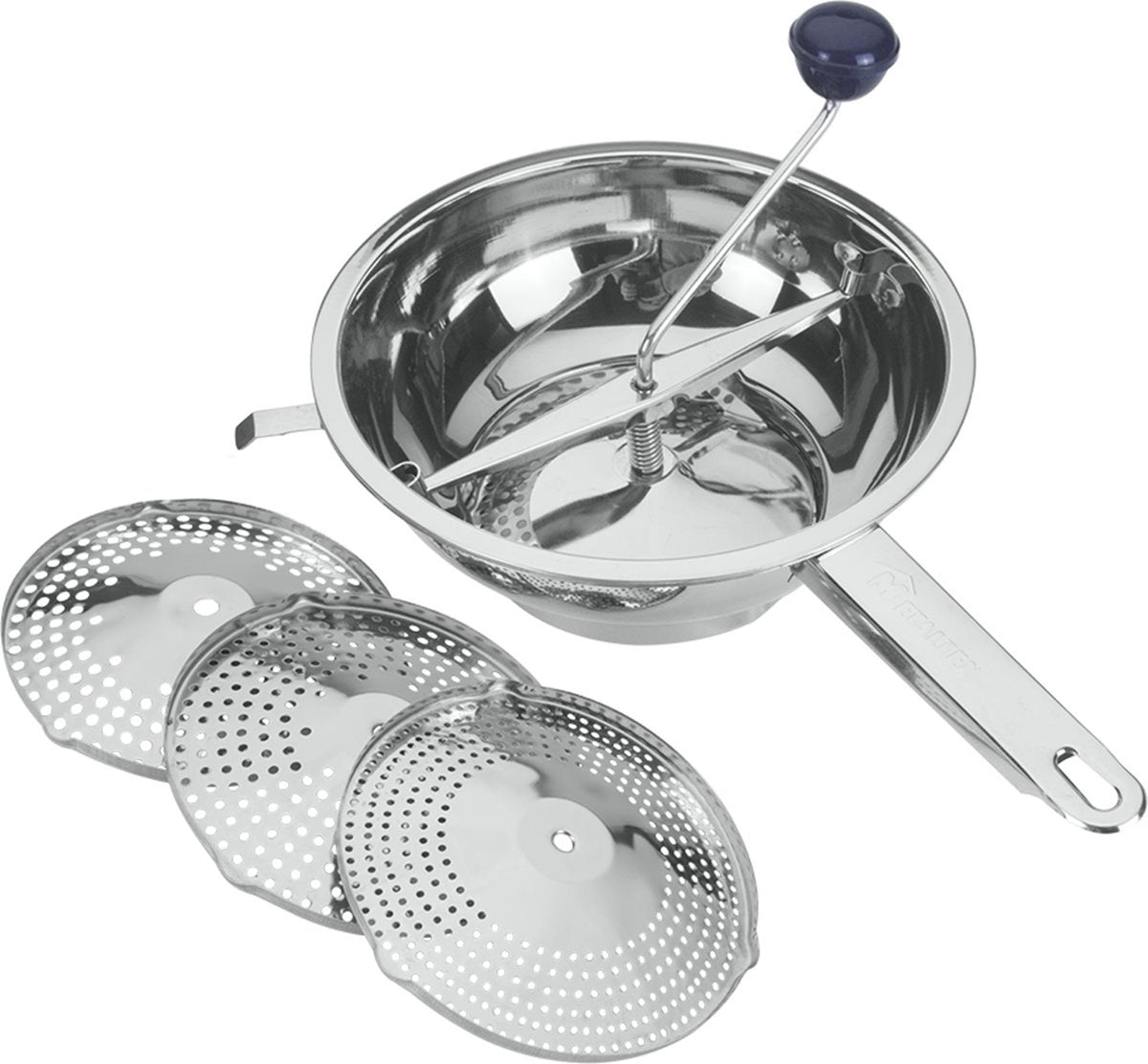Molino de verduras Metaltex milly tamiz agitador de acero inoxidable con 3 insertos 24 cm