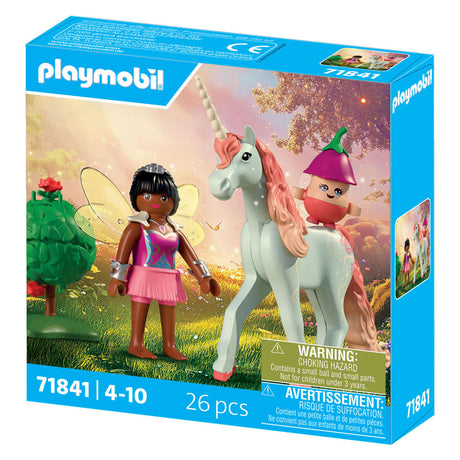 Playmobil | unicornios mágicos | rosa unicornio coleccionable con hada | juego imaginativo para fanáticos de los unicornios | accesorios intercambiables con detalles mágicos | regalo perfecto para niños a partir de 4 años | 71841