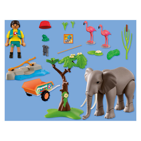 Playmobil animales amigos elefante con cuidador del zoológico - 72068