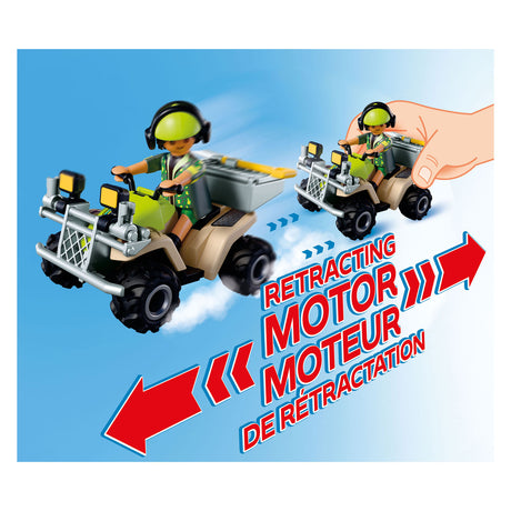 Playmobil | dinosaurios | escondite de dinosaurios | dino explorador con quad, bebé t-rex y bebé braquiosaurio | juguetes infantiles para niños a partir de 4 años | 72069