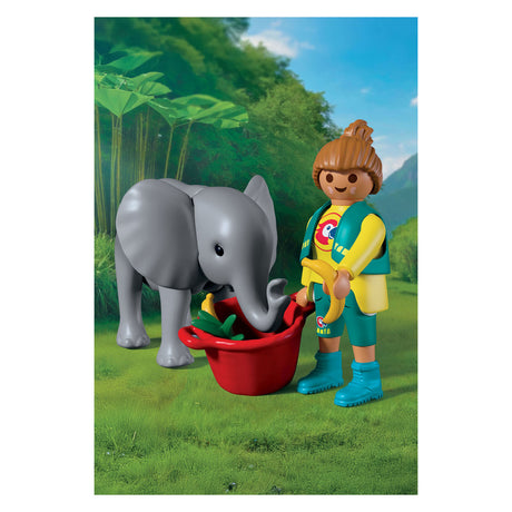 Playmobil animales amigos zoo bebe elefante y cuidador del zoo - 72092