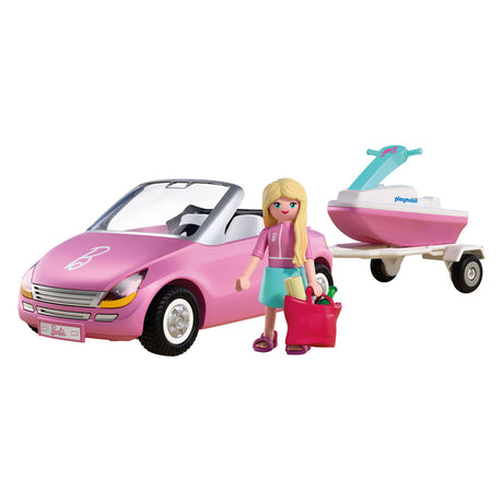 Playmobil barbie cabriolet speelgoedauto met jetski en accessoires.