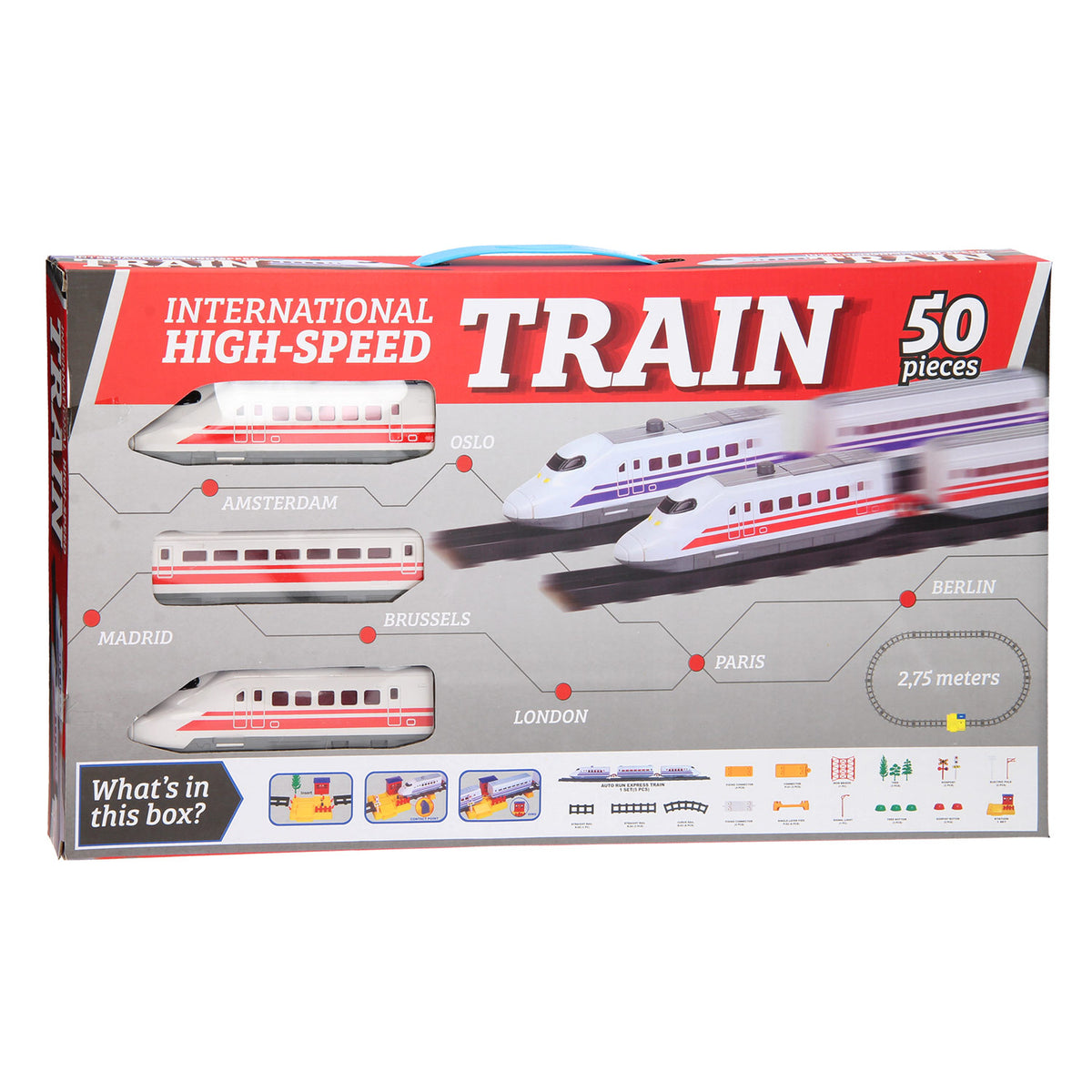 Juego de tren de alta velocidad Johntoy, 50 piezas.