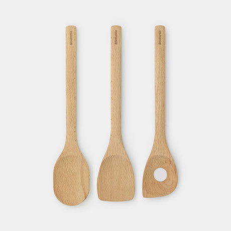Batería de cocina perfilada de Brabantia - 3 piezas - madera de haya