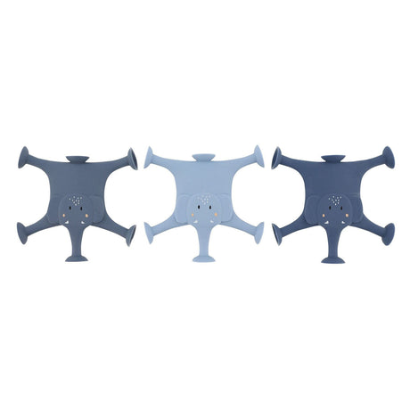 Trixie juego de animales con ventosas - Mrs. Elephant - Set divertido de baño de silicona de 3 piezas - azul