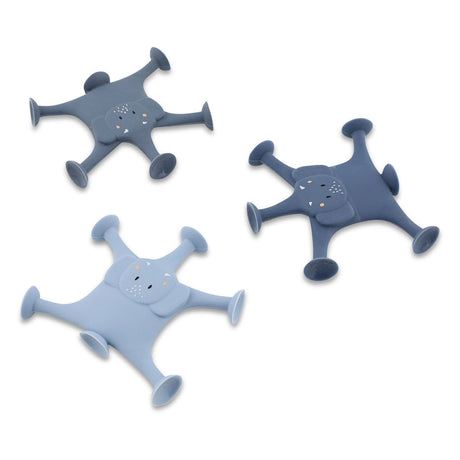 Trixie juego de animales con ventosas - Mrs. Elephant - Set divertido de baño de silicona de 3 piezas - azul