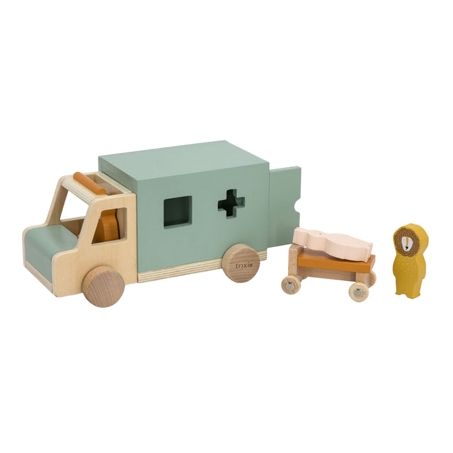 Trixie juguetes de madera - coche ambulancia - coche de juguete para niños - ambulancia - para niños y niñas - fsc