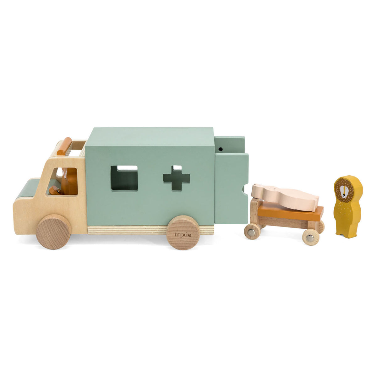 Trixie juguetes de madera - coche ambulancia - coche de juguete para niños - ambulancia - para niños y niñas - fsc