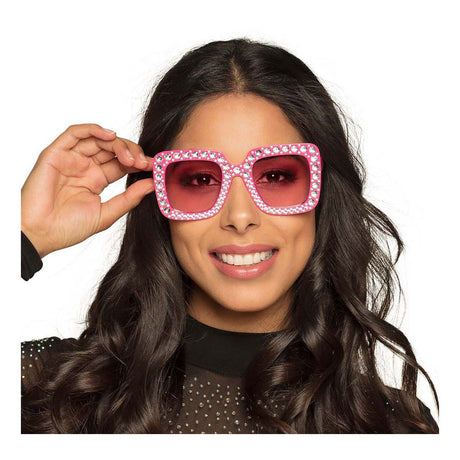 Gafas de fiesta Boland bling bling rosa brillante