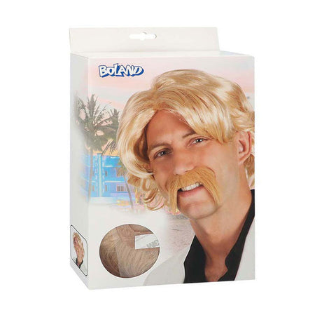 Peluca rubia Boland con bigote.